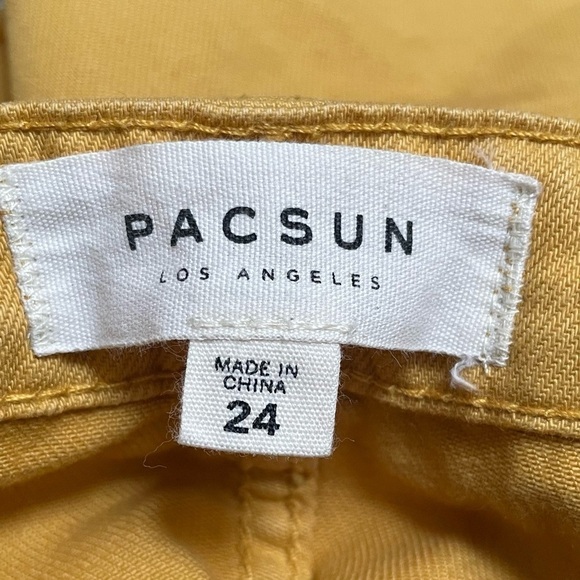 Mustard Yellow Denim Cargo Mini Belted Skirt Size 24 - Picture 8 of 10